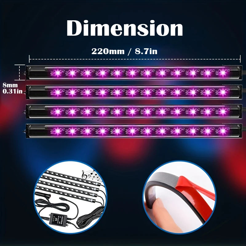 RGB Car Light Strip – Music Sync, App Control, Multi-Color LED Interior Glow