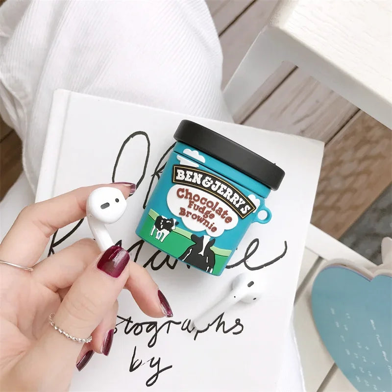 Cartoon Ice Cream AirPods Case – Cute Silicone Cover for AirPods (Multiple Models)