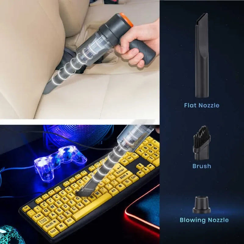 Portable Cordless Vacuum – Compact High-Suction Cleaner for Car, Home & Pet Hair