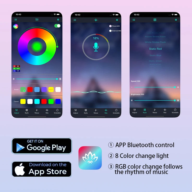 RGB Car Light Strip – Music Sync, App Control, Multi-Color LED Interior Glow