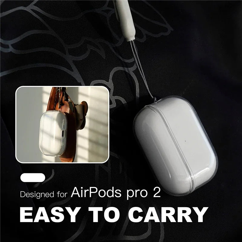 Clear AirPods Case with Lanyard – Soft TPU Protective Cover (Multi-Model Compatible)