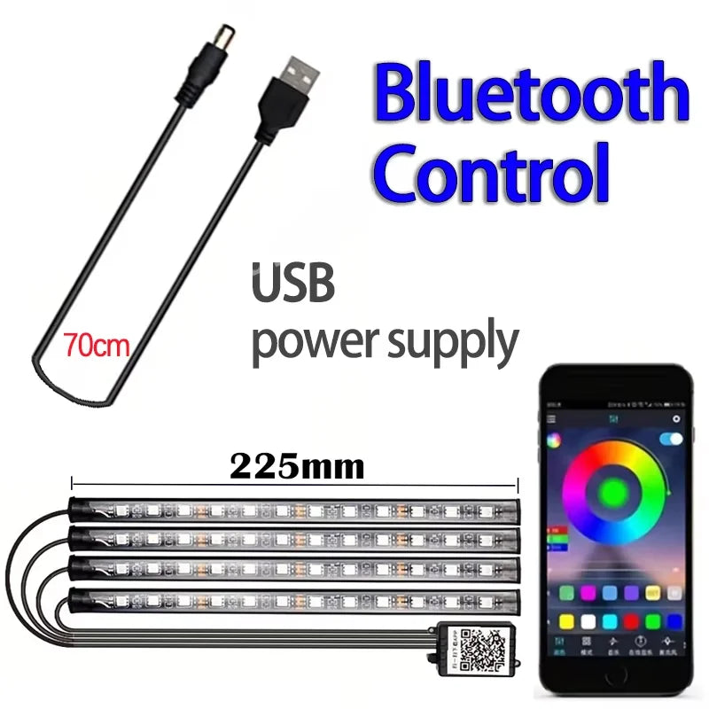 RGB Car Light Strip – Music Sync, App Control, Multi-Color LED Interior Glow
